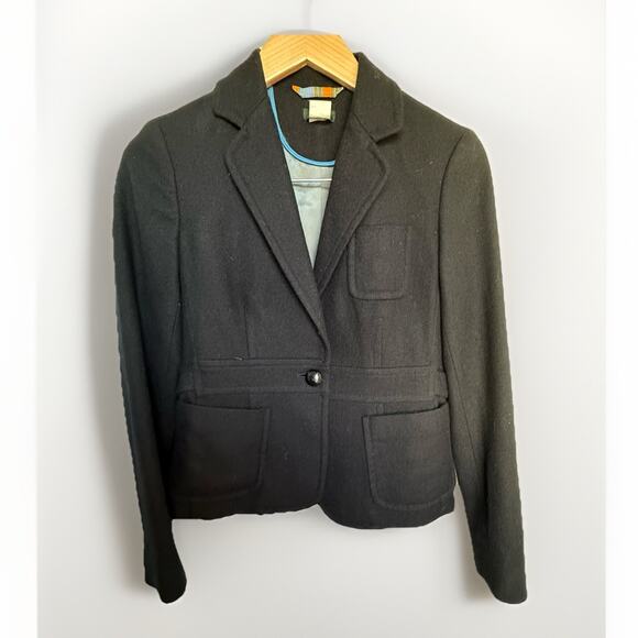 J Crew Women’s Wool Blazer Size 4 Short Navy Cinch‎ Waist - Picture 1 of 13